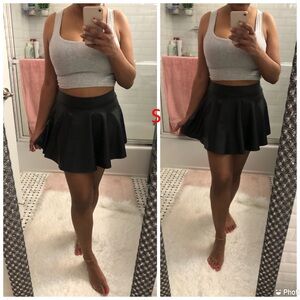 Black Skater Skirt faux leather